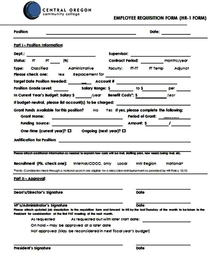 HR Employee Requisition Form