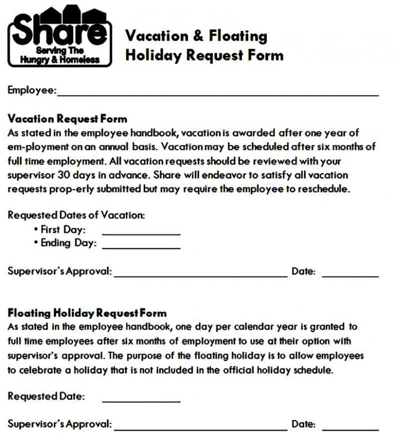 Sample Vacation Request Form | Mous Syusa