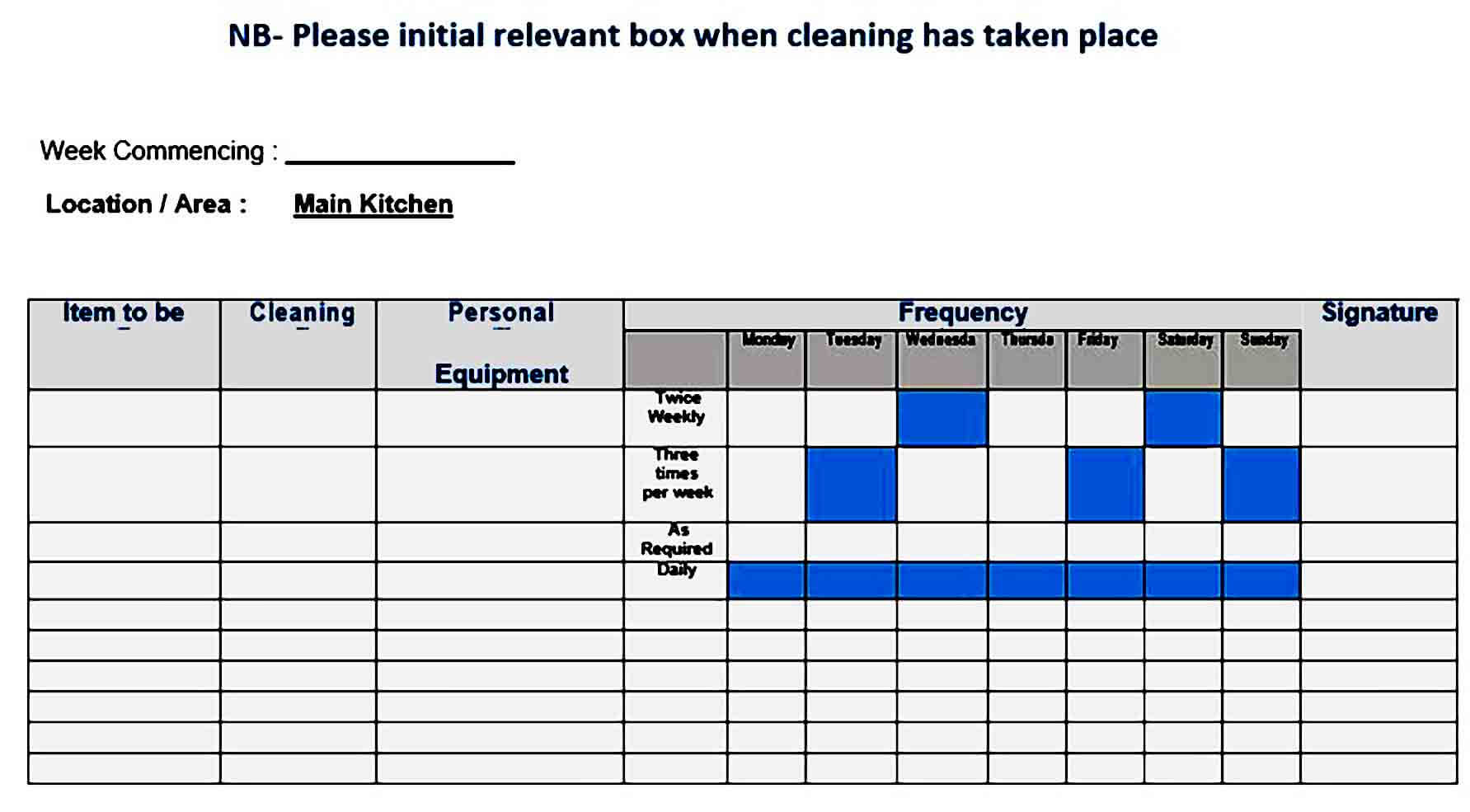 House Cleaning Schedule templates