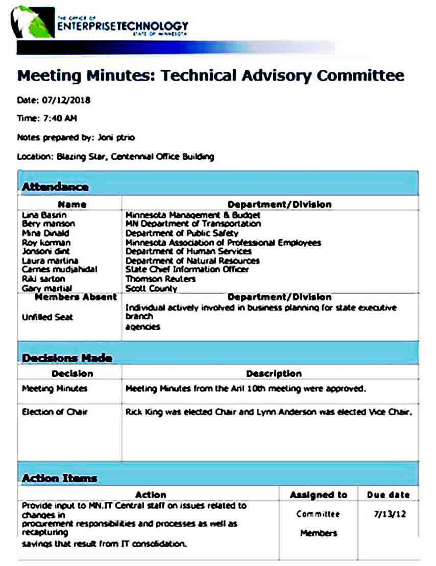 IT Meeting Minutes templates