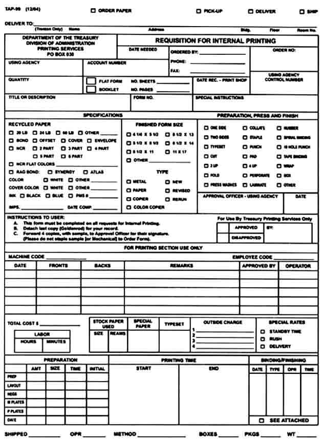 Internal Printing Requisition Form