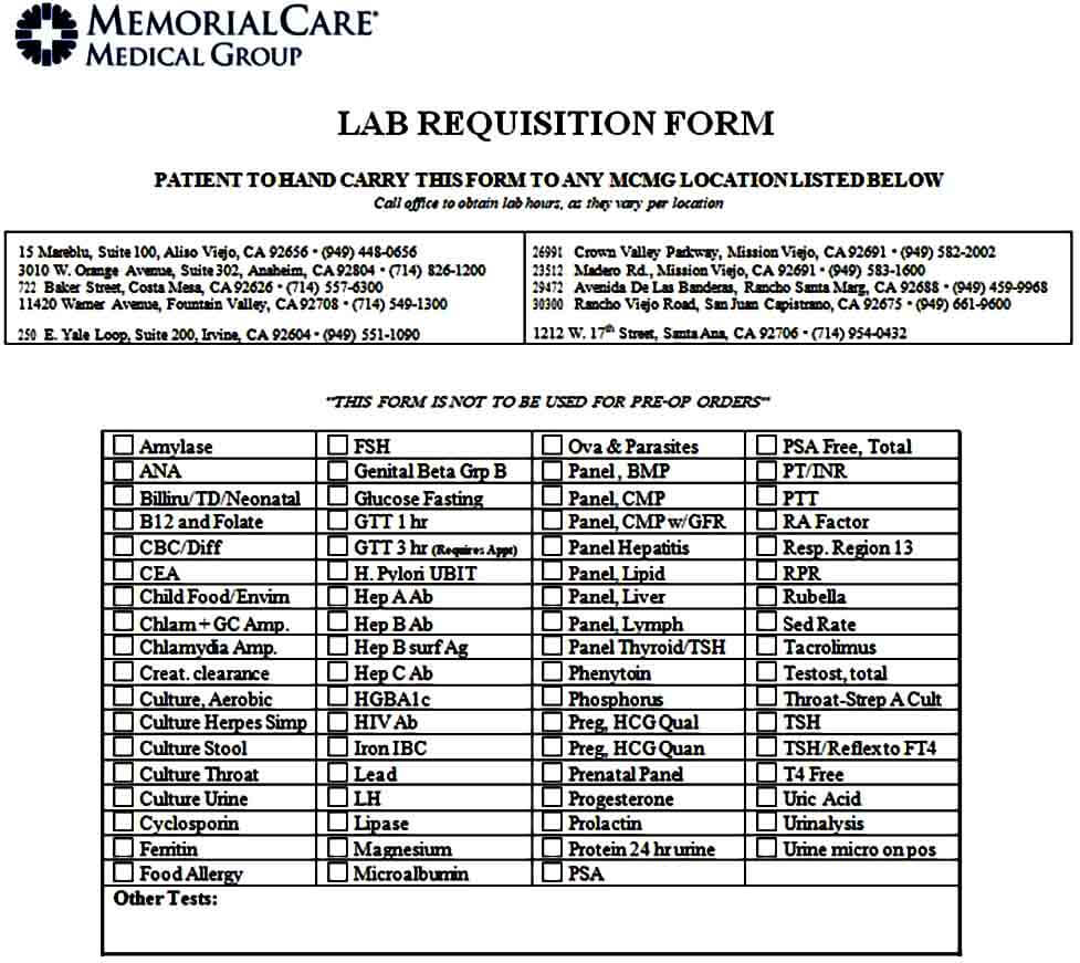 Lab Requisition Form