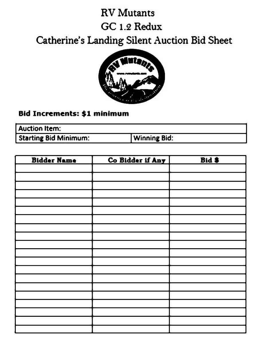 Landing Silent Auction Bid Sheet