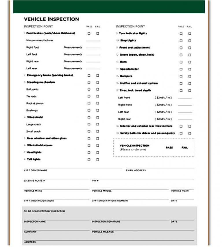 Template Vehicle Inspection Form | Mous Syusa