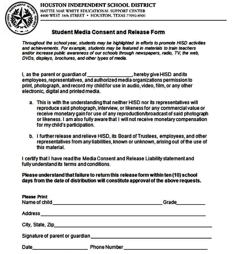 Media Consent Release Form
