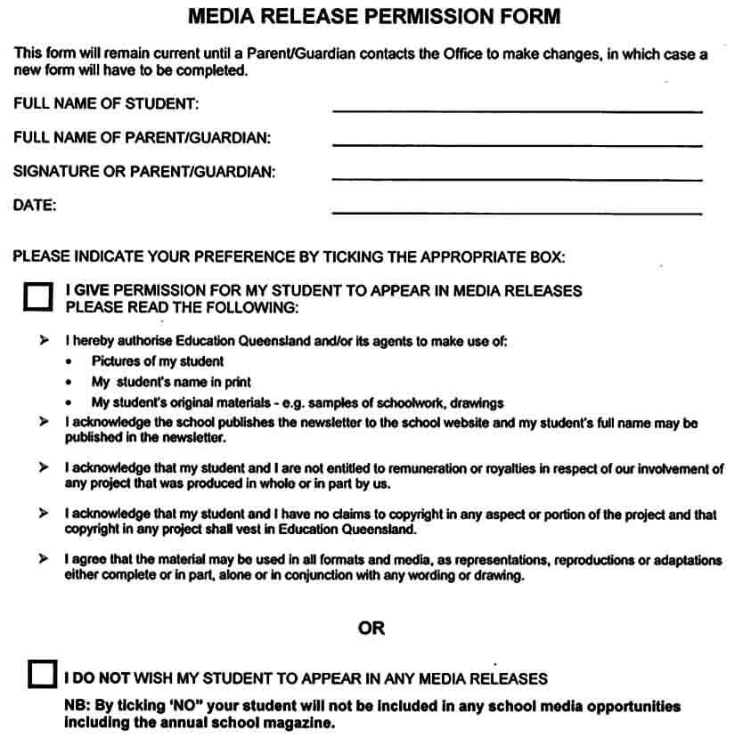 Media Release Permission Form