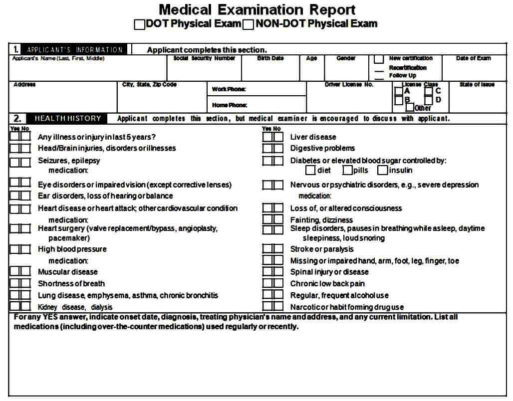 Medical Dot Physical Exam