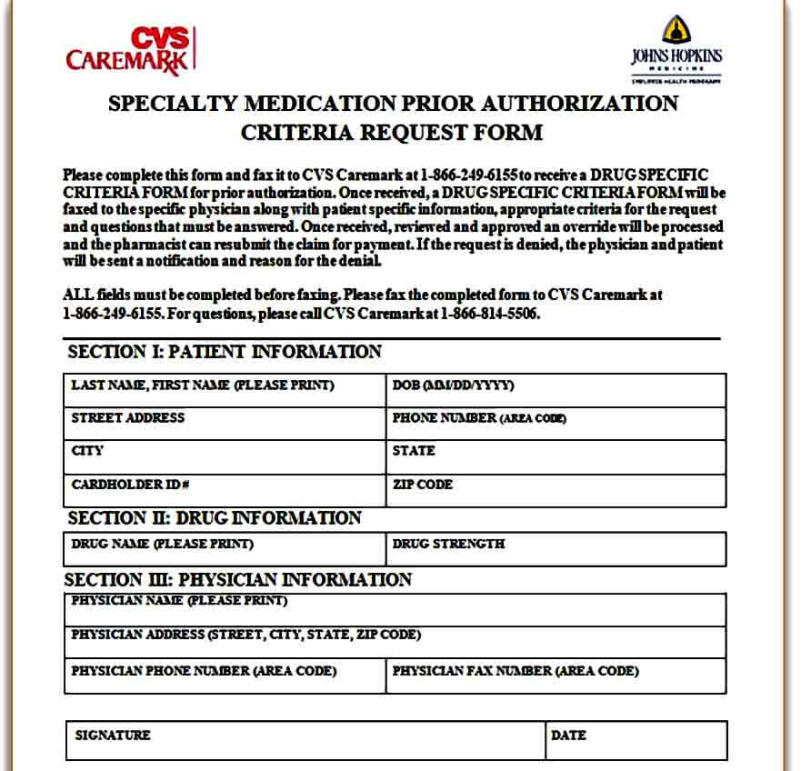 Medication Caremark Prior Authorization Form