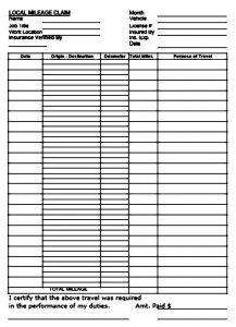 Mileage Log Template Sample | Mous Syusa