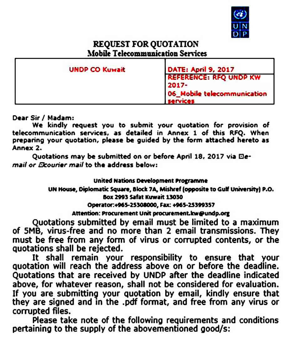 Mobile Telecommunication Service Quotation Mobile Telecommunication Service Quotation