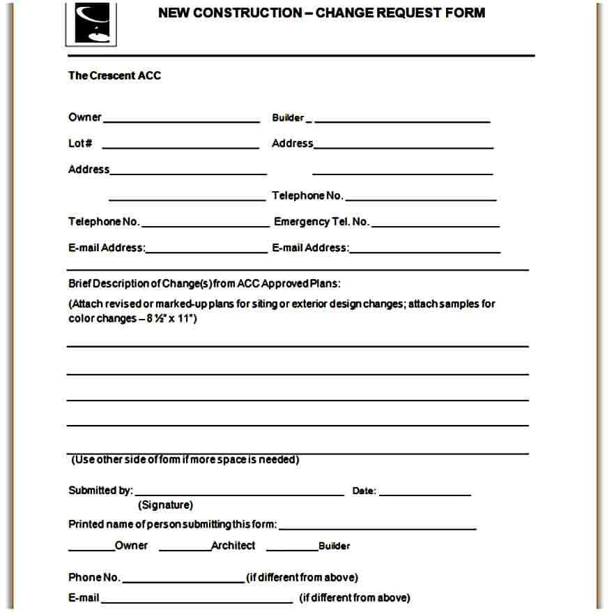New Construction Change Request Form