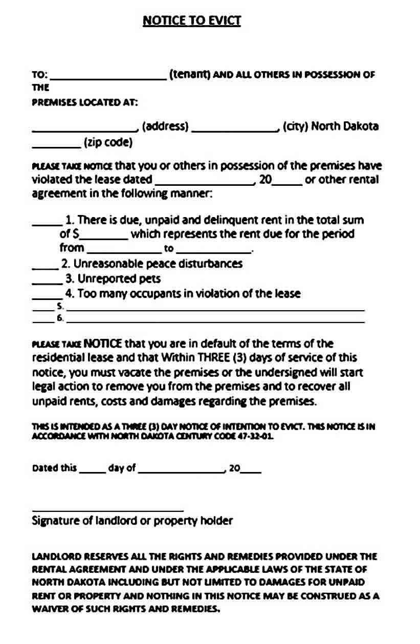 Notice of Intent to Evict