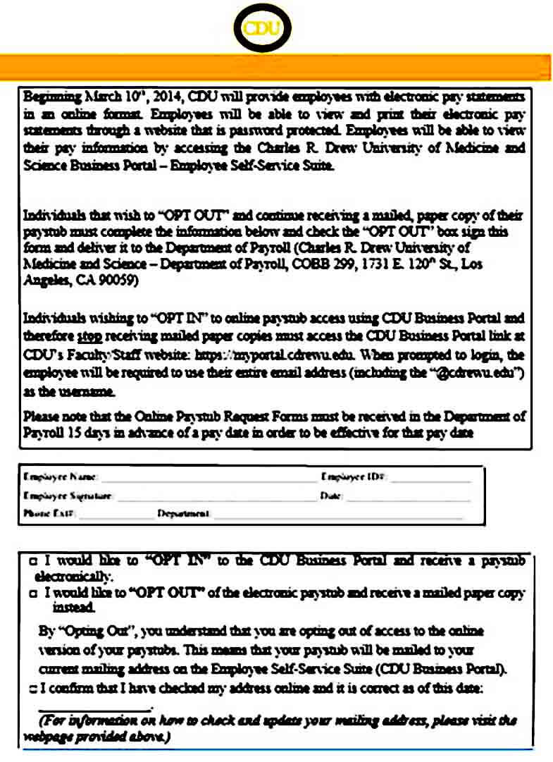 Online Paystub Opt Out Form