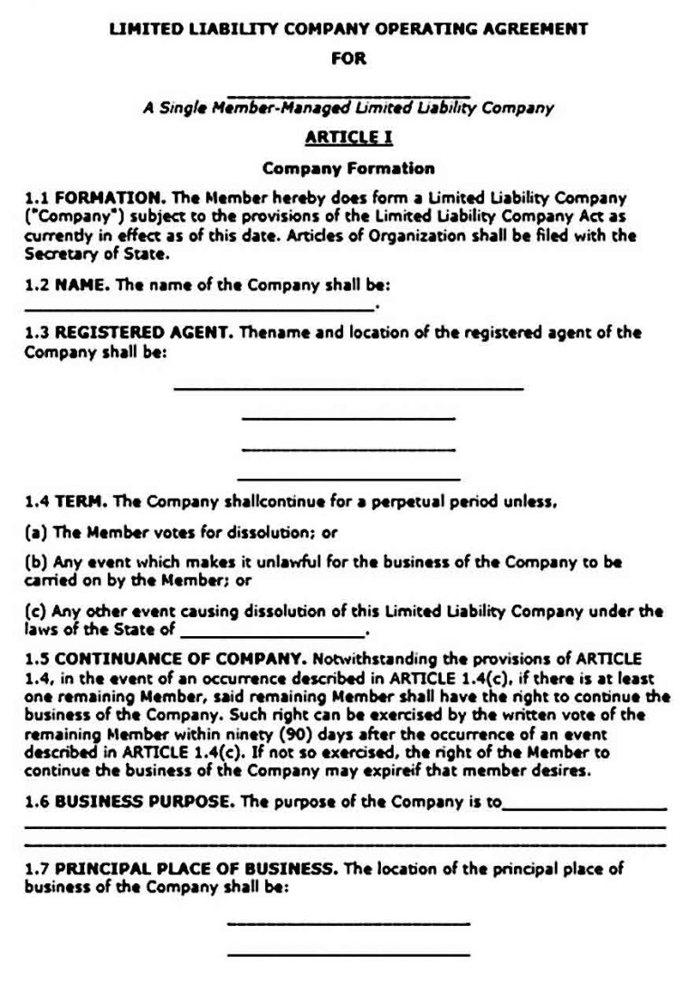 Operating Agreement Template Sample | Mous Syusa