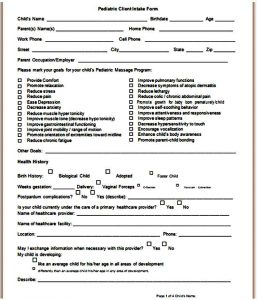 Massage Intake Form Sample | Mous Syusa