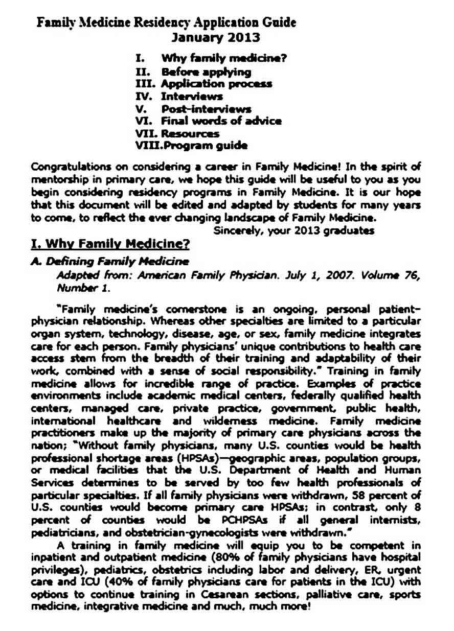 Personal Statement for Family Medicine Residency