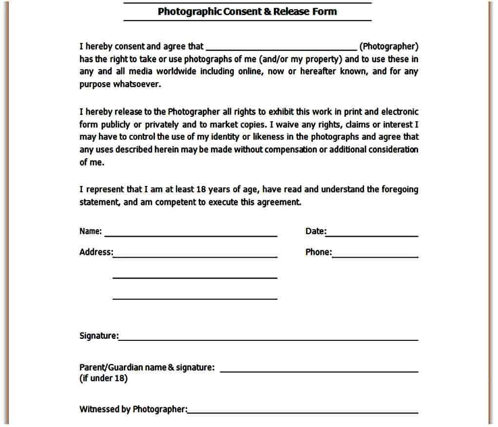 Photographic Consent Release Form