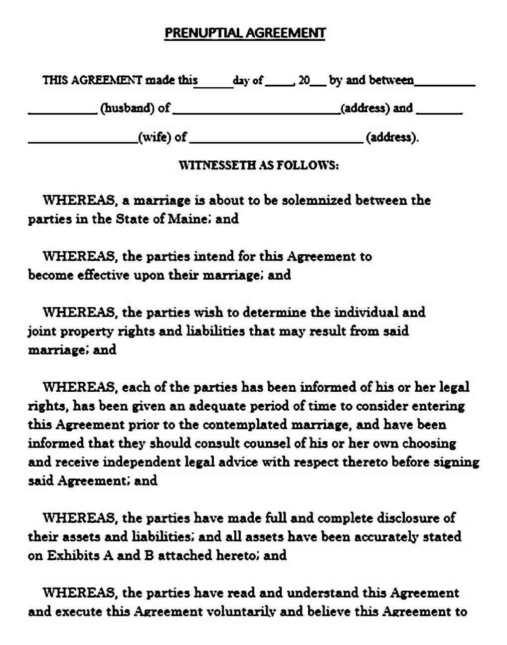 Prenuptial Agreement Example