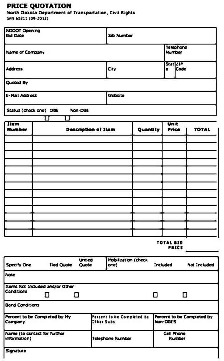 Price Quotation templates Price Quotation templates