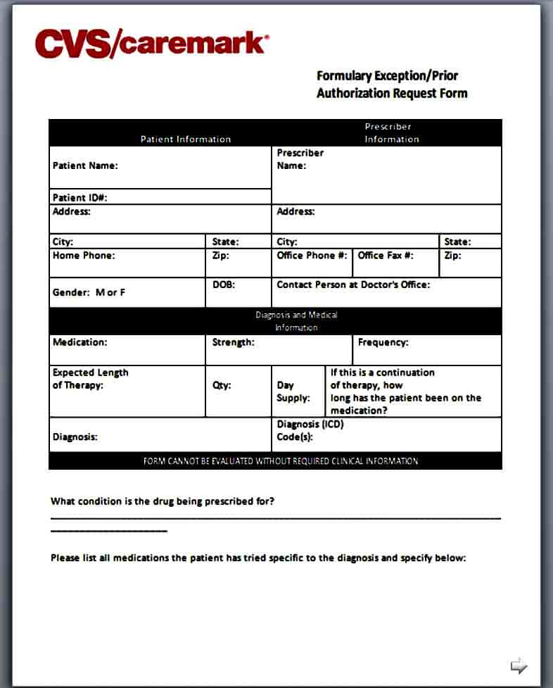 Template Caremark Prior Authorization Form Mous Syusa