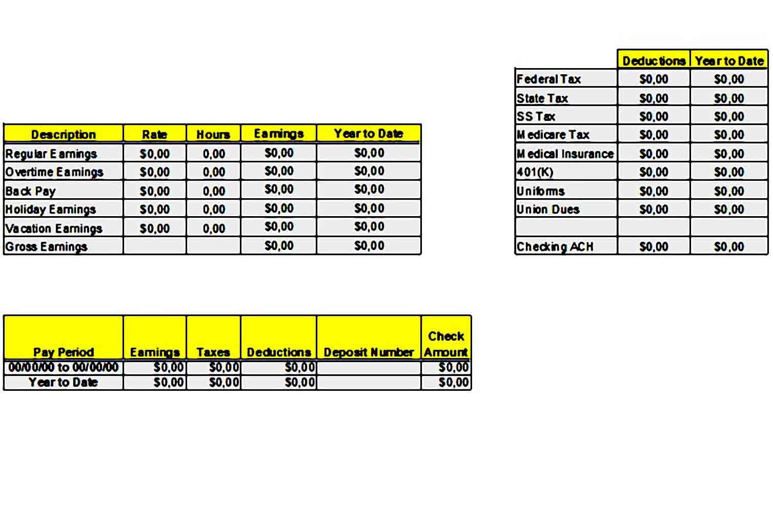 Printable Pay Stub templates