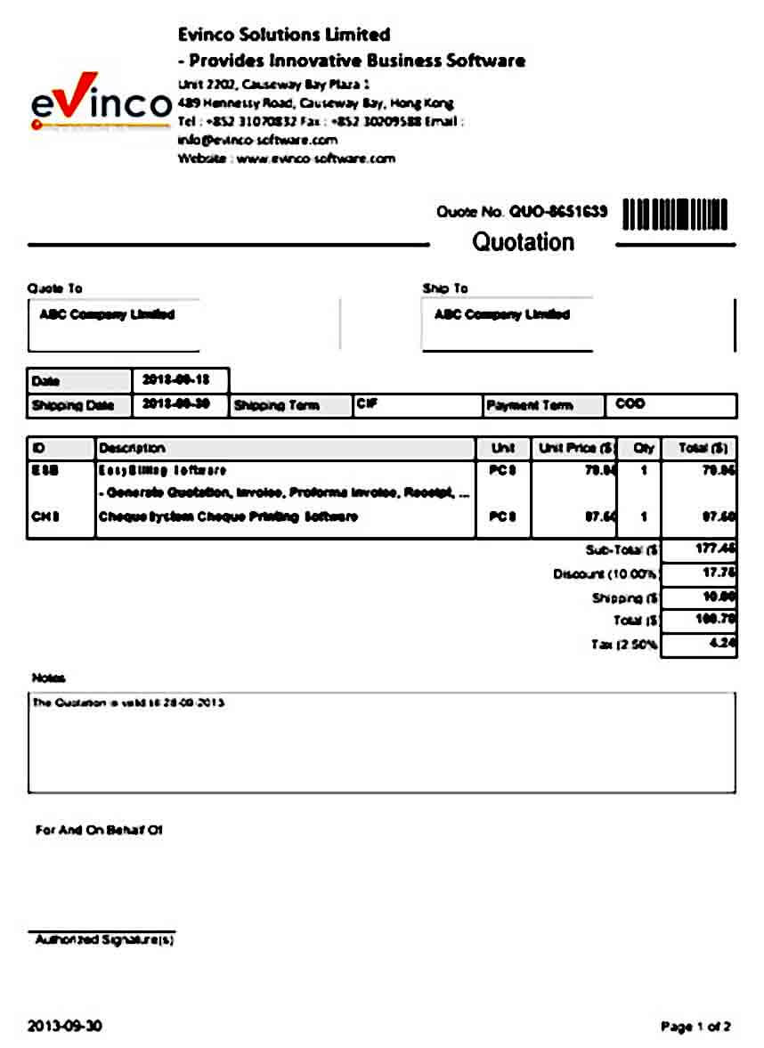 Quotation templates Sample Form Quotation templates Sample Form