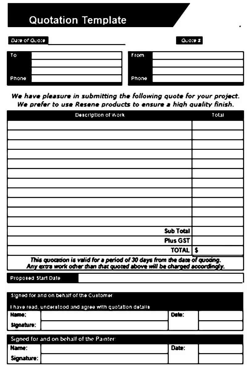 Quotation templates Word Quotation templates Word
