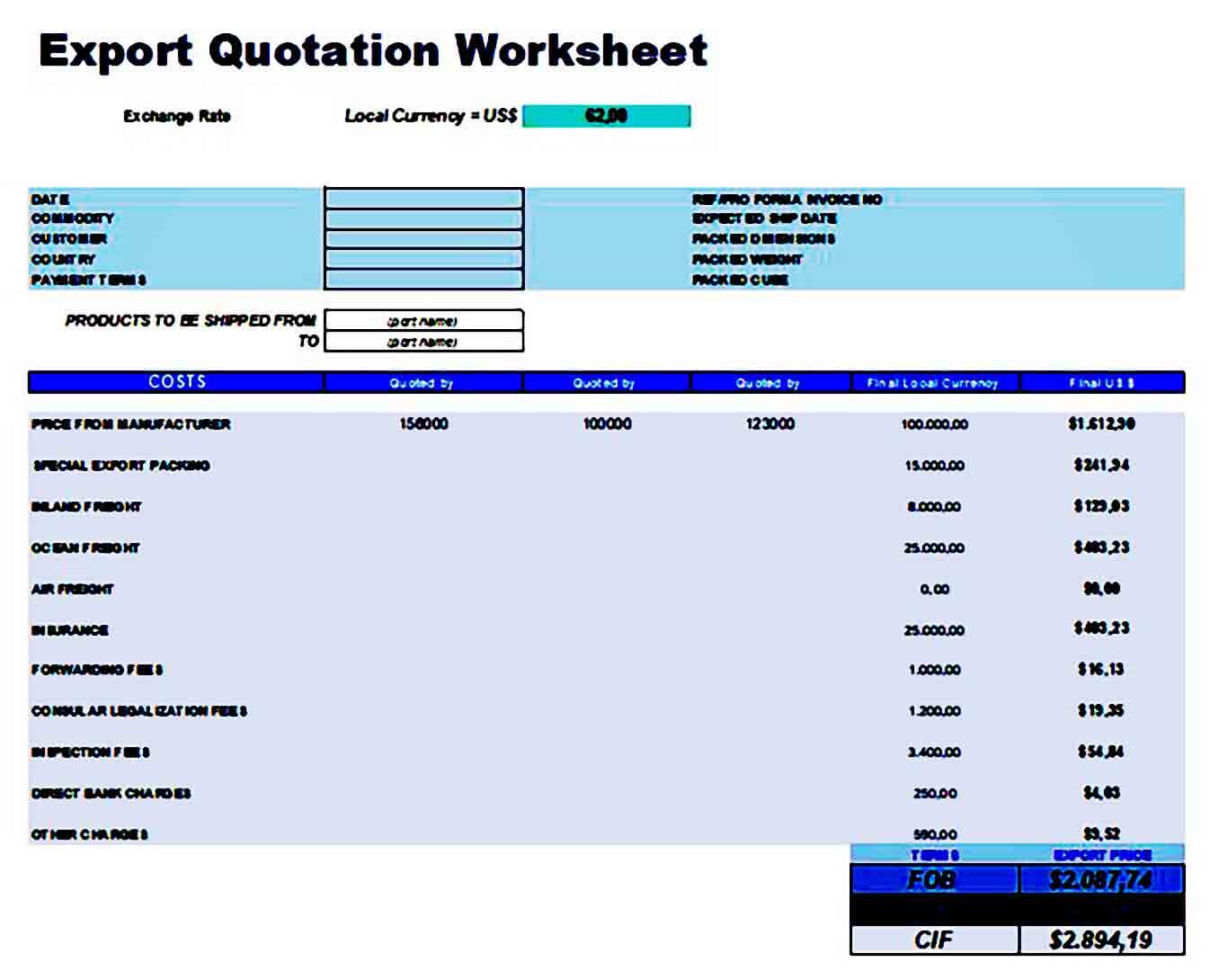 Quotation templates XLS Quotation templates XLS