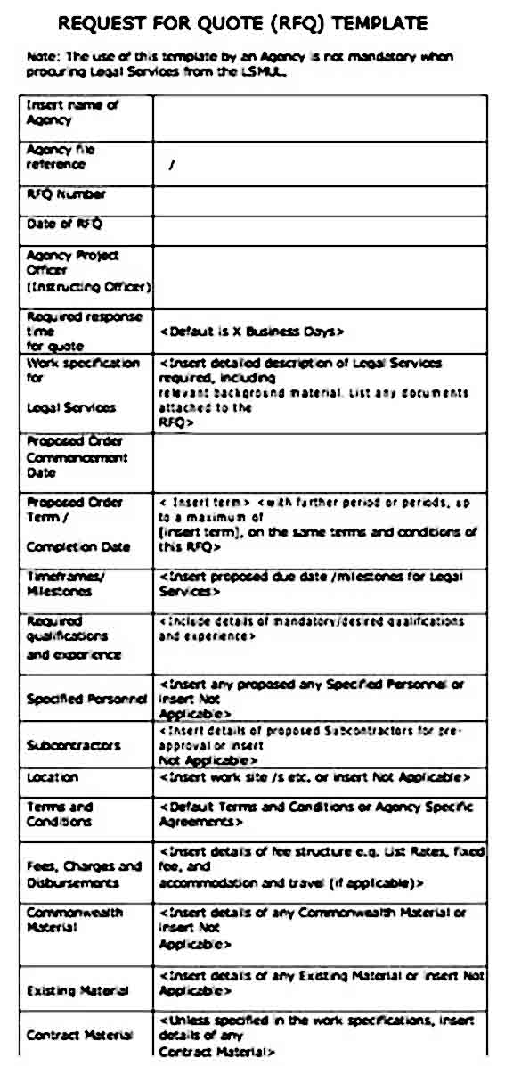 Request For Quotation Templates Mous Syusa