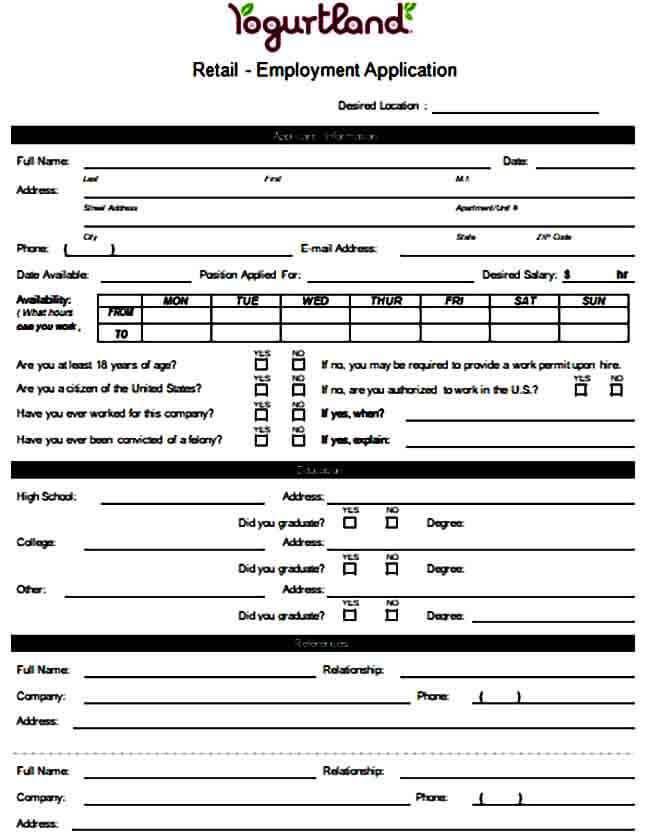Retail Job Application Form Mous Syusa 8495