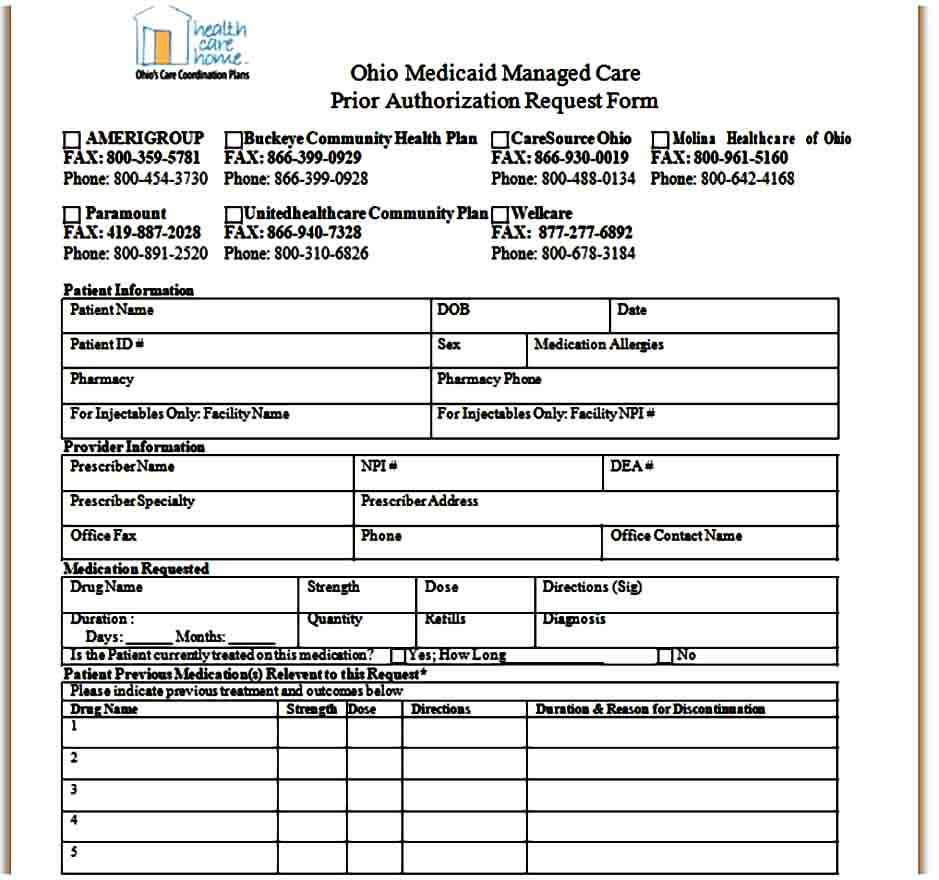 Sample Caremark Prior Authorization Form