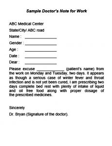 Sample Doctors Note Template | Mous Syusa