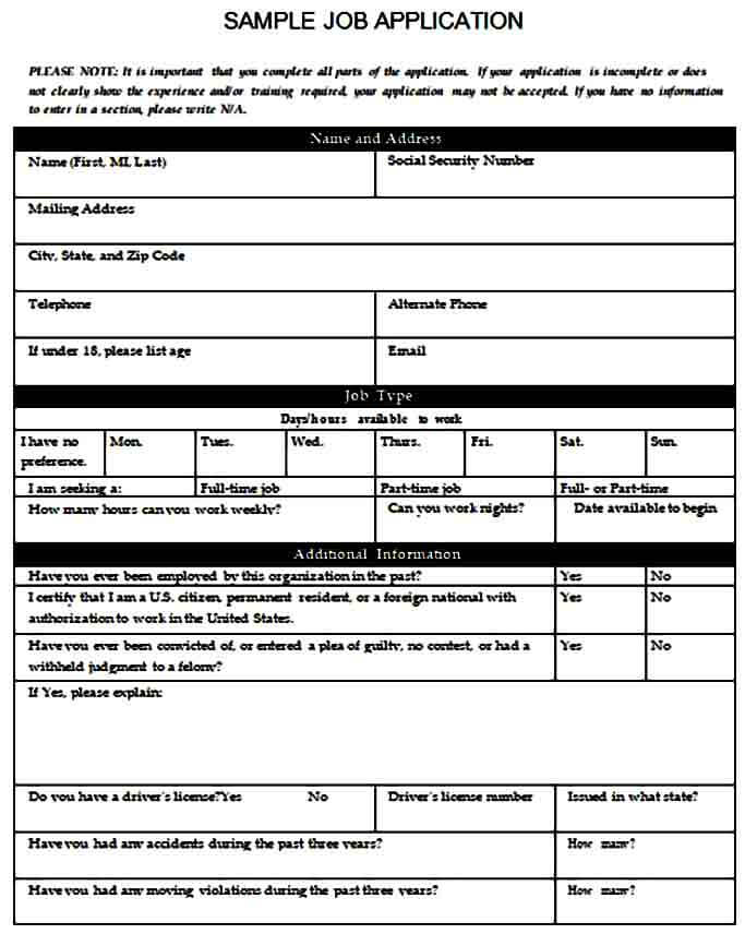 Sample Job Application Form Mous Syusa 5514