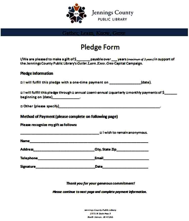 Sample Pledge Form