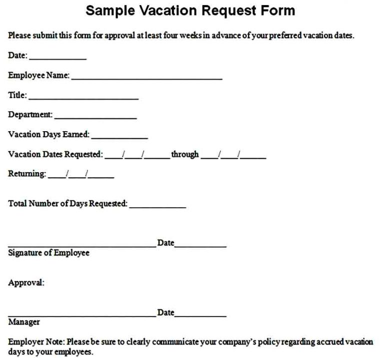 Sample Vacation Request Form | Mous Syusa