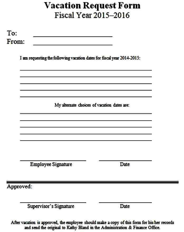 Sample Vacation Request Form