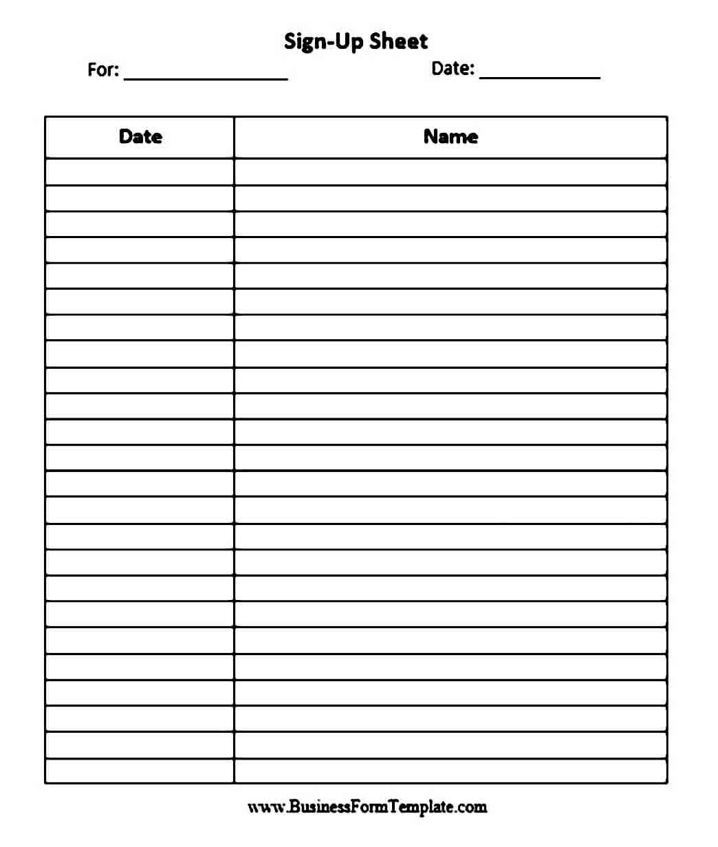 Sign Up Sheet templates Word