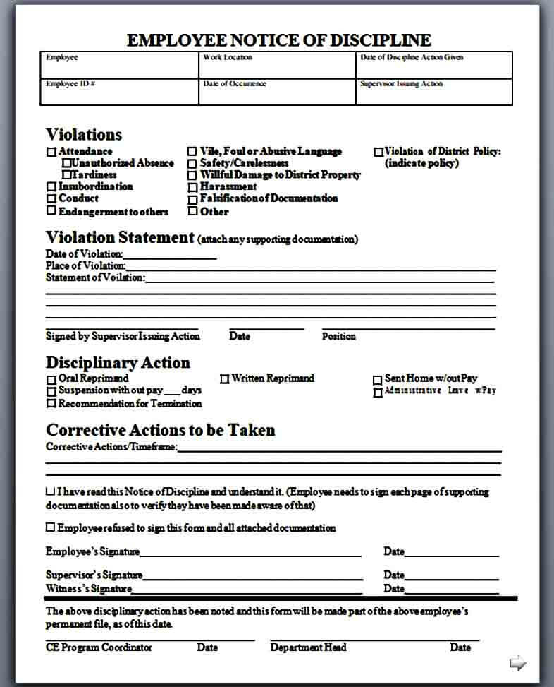 Simple Employee Write Up Form