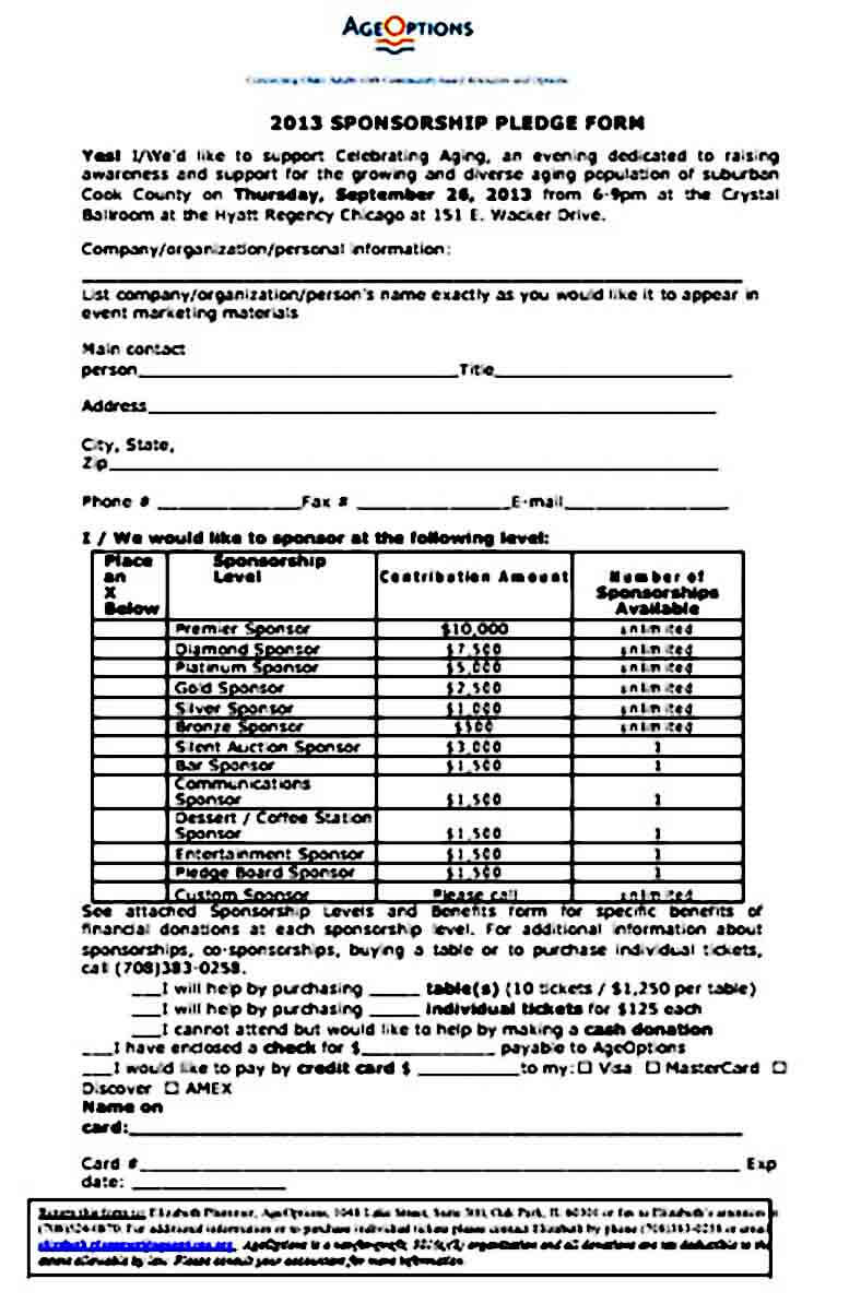 Sponsorship Pledge Silent Auction Bid Sheet