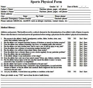 Sample Sports Physical Form | Mous Syusa