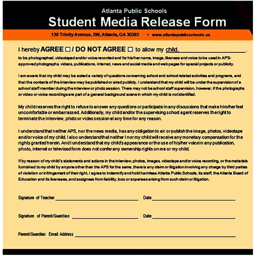 Student Media Release Form