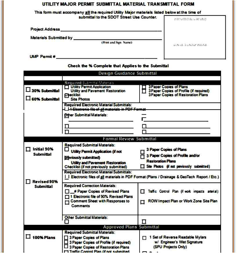 Submittal Material Transmittal Form
