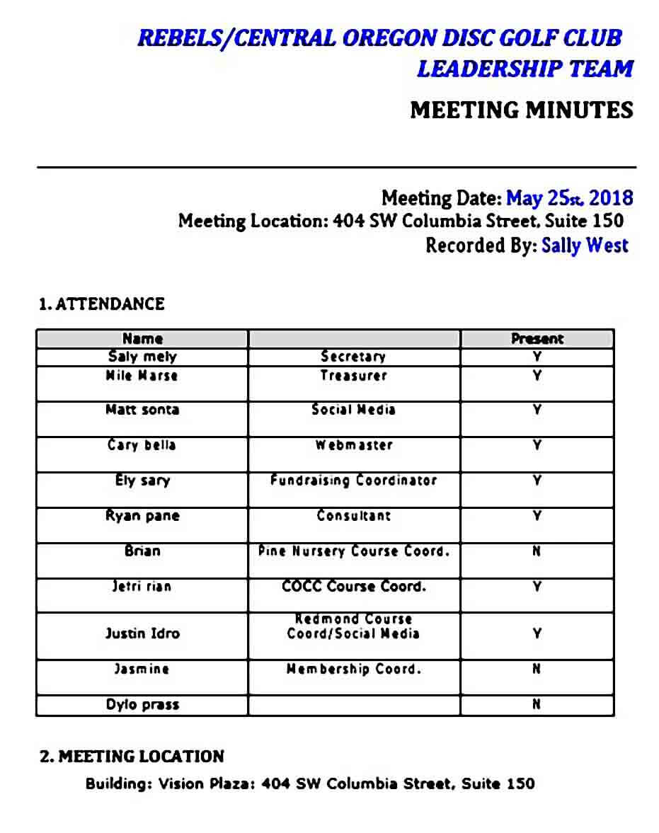 Team Meeting Minutes templates