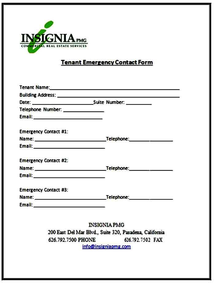 Tenant Emergency Contact Form