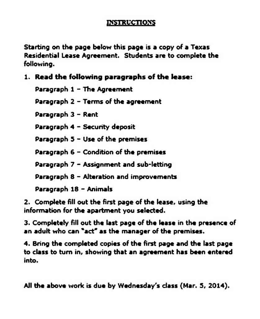 Texas Residential Lease Agreement Word Document