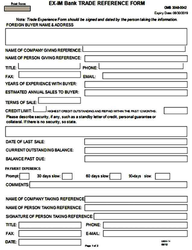 Trade Reference Application Form Mous Syusa 1878