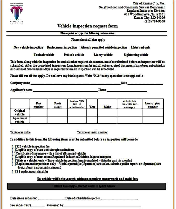 Vehicle Inspection Request Form