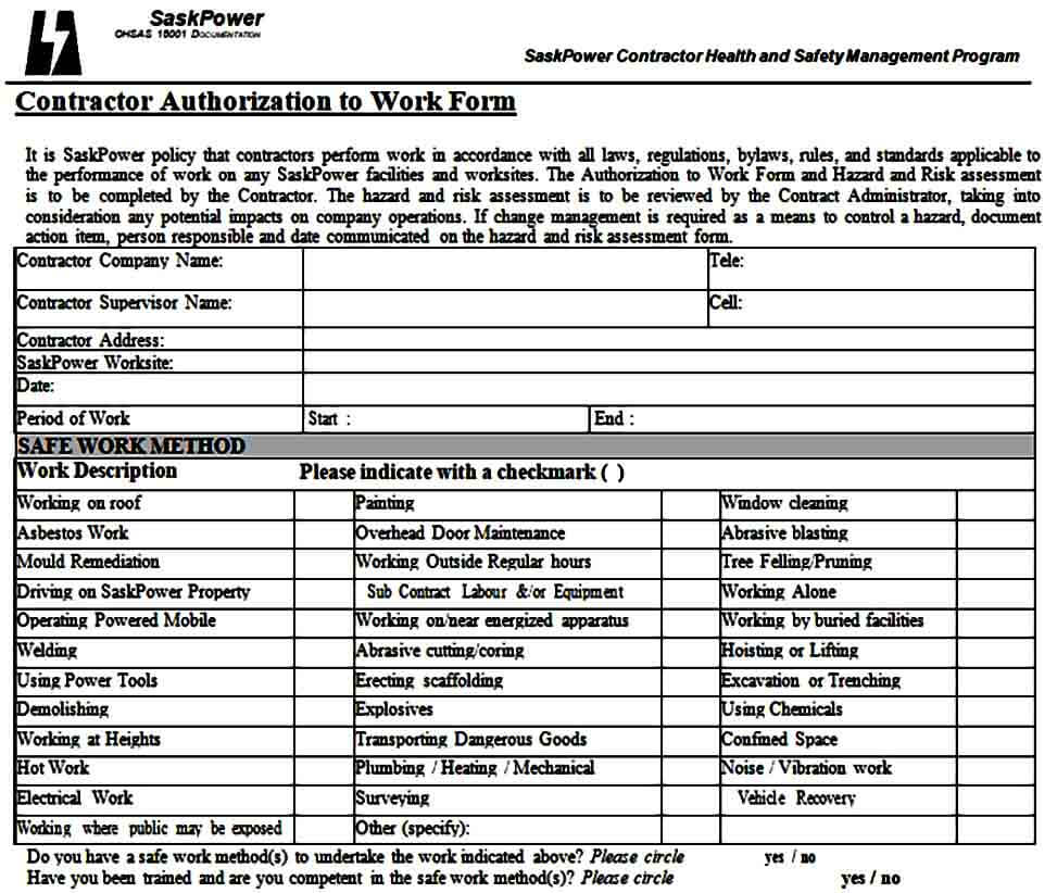 authorization to work form