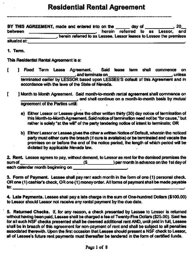 basic month to month rental agreement form