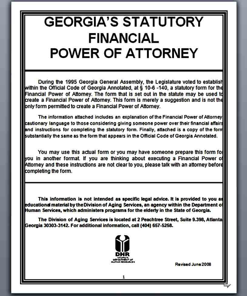 blank financial power of attorney form